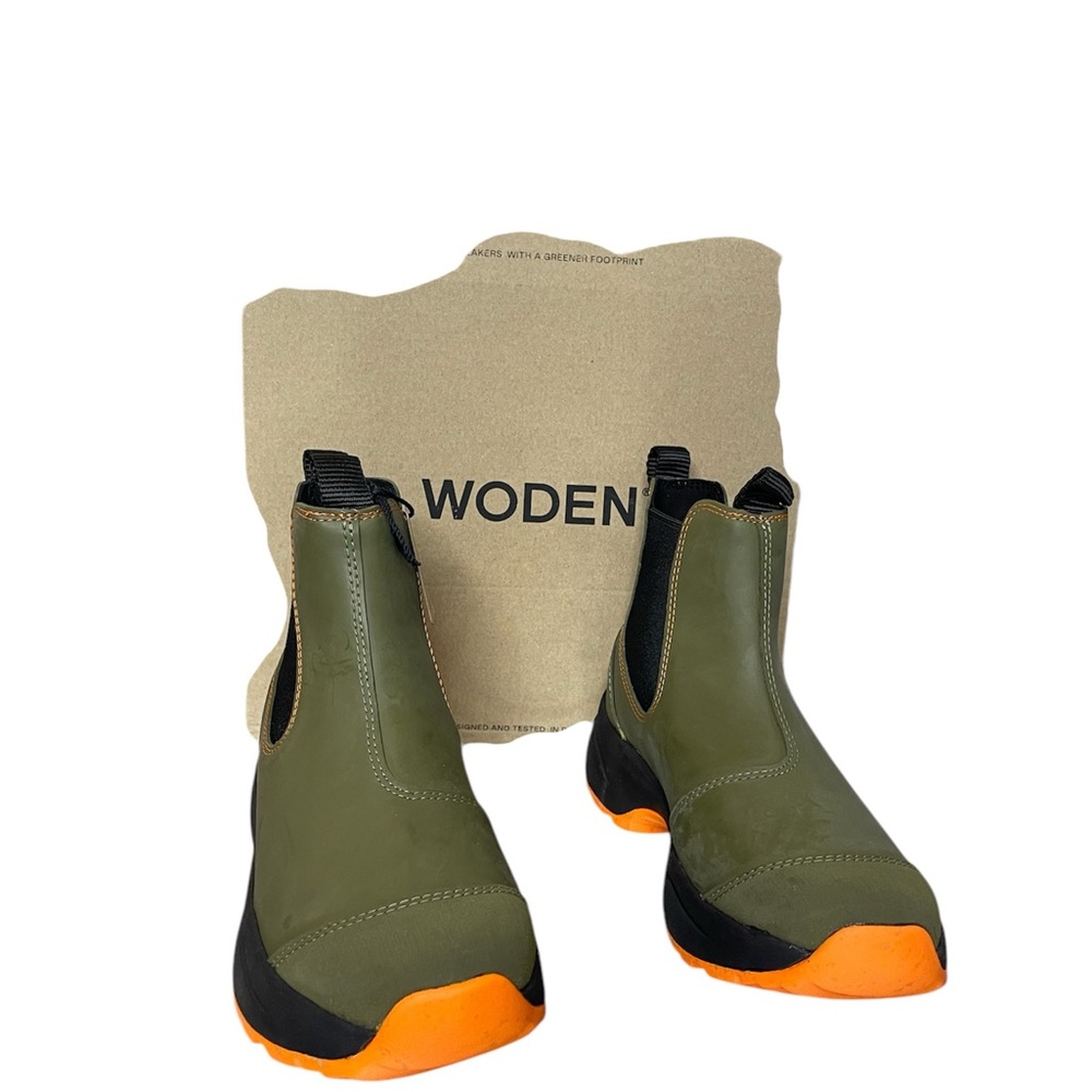 NWT Woden Siri Waterproof Olive/Orange Boots